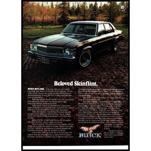 1977 Buick Skylark Sedan Vintage Print Ad Autumn Fall Leaves Driveway Wall Art